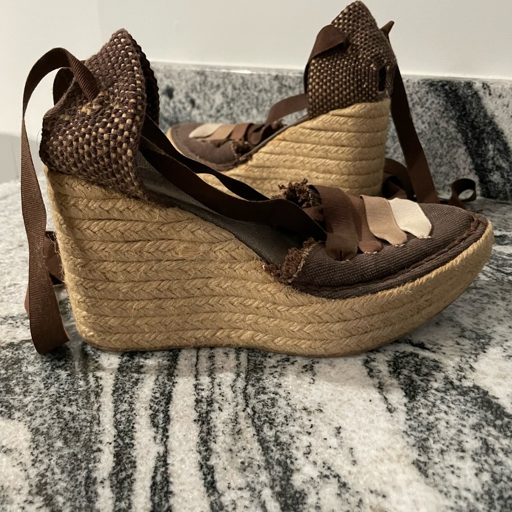 Missing brand made in Spain espadrille wedge with ombré ribbon front size 36 - Picture 3 of 7